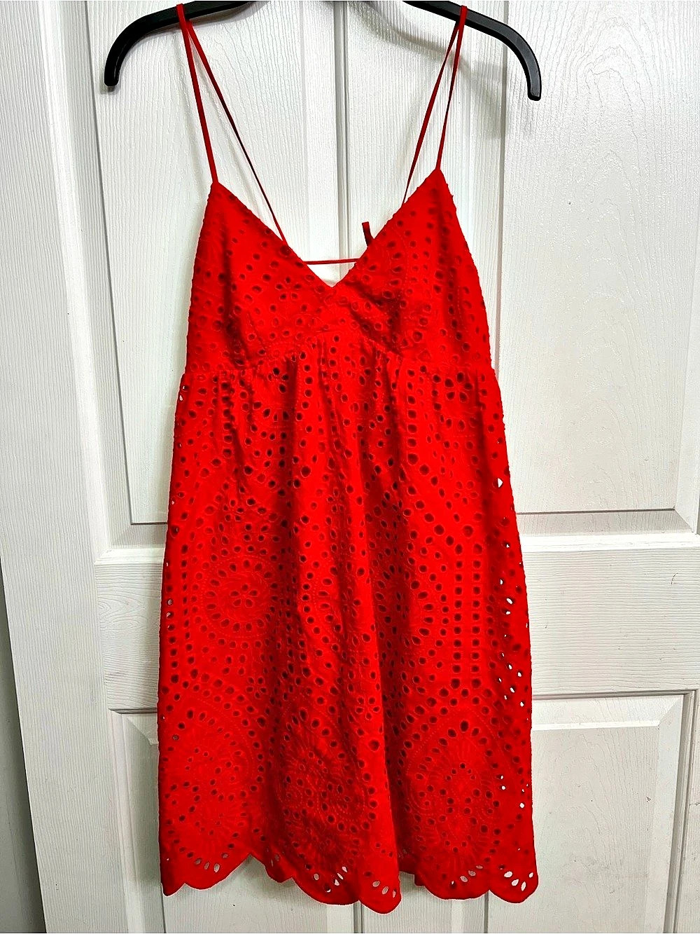 H&M Eyelet-Embroidered Strappy Dress Red Size Medium